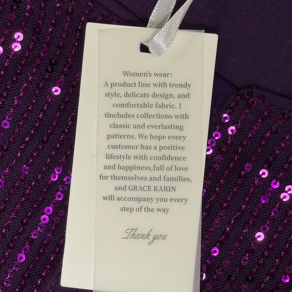 NWT Grace Karin Women’s Purple Sequin Tank Top Blouse (size S) Soft Inner Lining - Picture 6 of 8